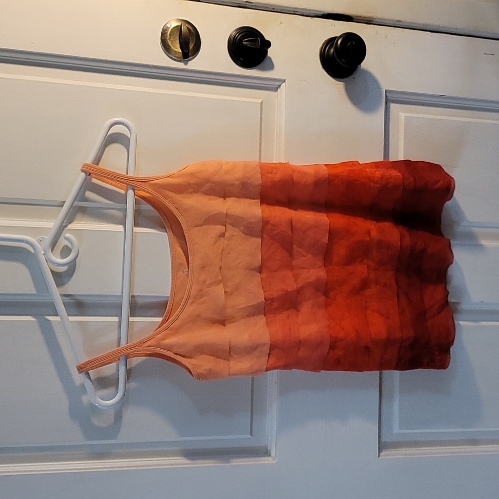 Peach to red transition tank top
